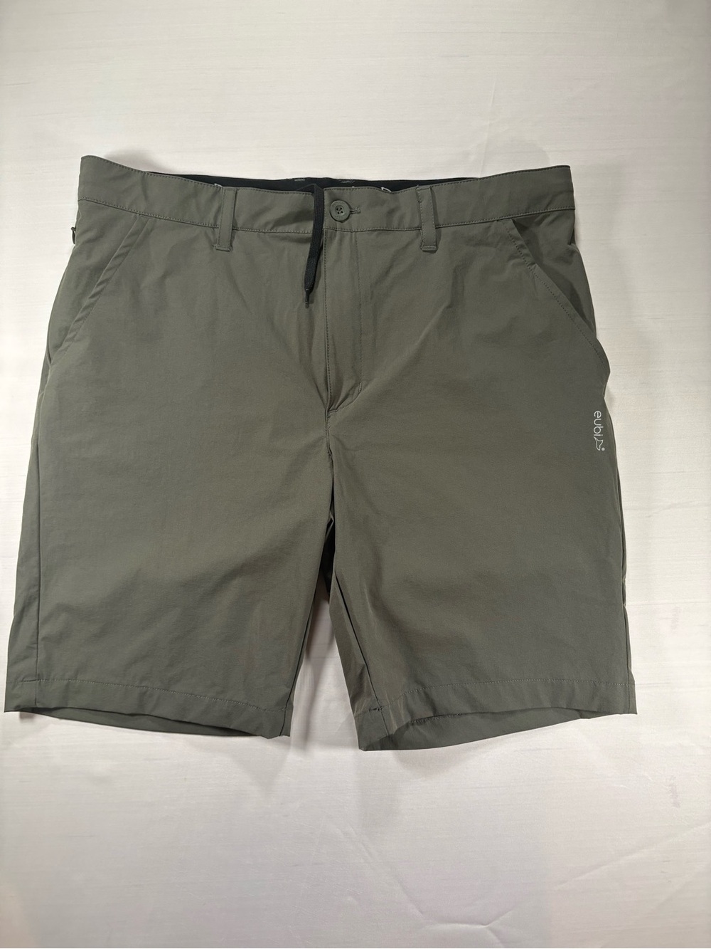 Eubi Mens Large Olive Green Stretch Chino Hybrid Shorts Drawstring